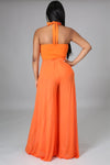 Chiffon Jumpsuits Halter  Open Back Pleated Rompers