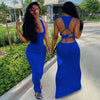 Casual Tank O-neck Lace Up Open Back Slim Maxi Dress