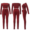 Women Two Piece Set Outfits High Elastic Ribbed Crop Top And Pants Set