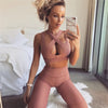 Sporting Two Piece Set Workout Leggings Solid Tracksuit Set
