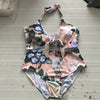 one piece swimsuit plus size women swimwear floral halter monokini