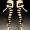 Spandex Hollow Out Ripped Gothic Push Up Cross Strap Bandage Leggings